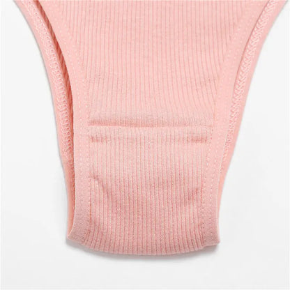 FINETOO 3/5Pcs Cotton Brazilian Panties Women's Panties Sexy V Waist T-Back Underwear Female Soft Underpants Lady Bikini Lingeri