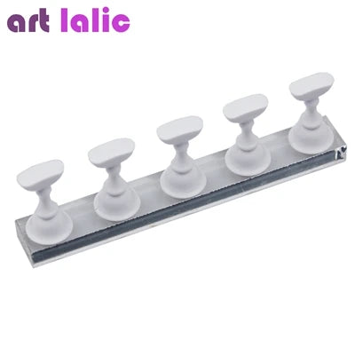 5Pcs Nail Art Practice Display Stand Set Chess Board Magnetic Tips White & Black Holder Polish Gel Color Chart Tool.