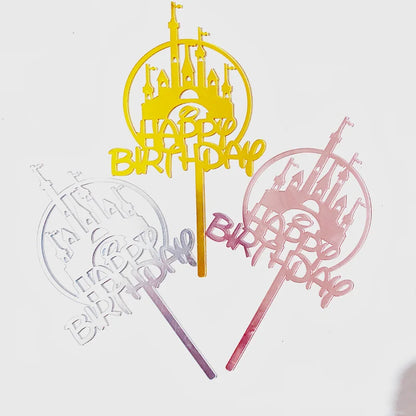 10 Stück Roségold Happy Birthday Kuchendeckel Silber Schwarz Schlichtes Design Acryl Kuchendeckel Babyparty Party Dessert Dekoration