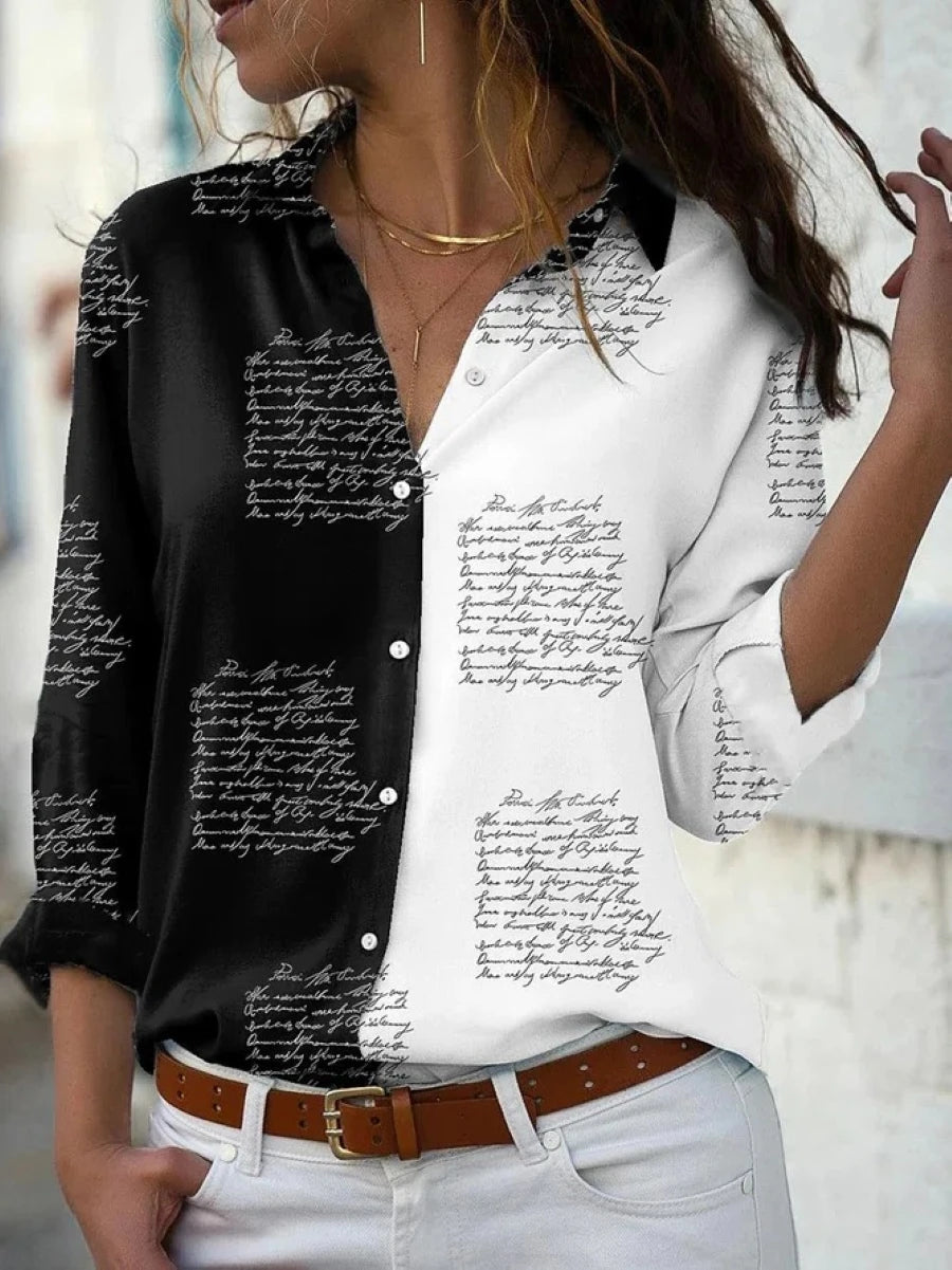 Fashion Casual Long Sleeve Women Shirt All-match Loose Shirt Women Temperament Printed Top.