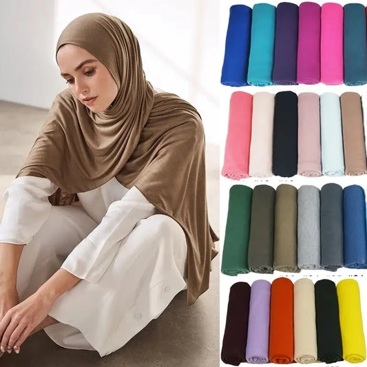 Hot Muslim Fashion Woman Soft Hijabs Scarf Shawl Plain Cotton Jersey Scarves Turban Women Long Shawls Head Wrap Headband Abaya.