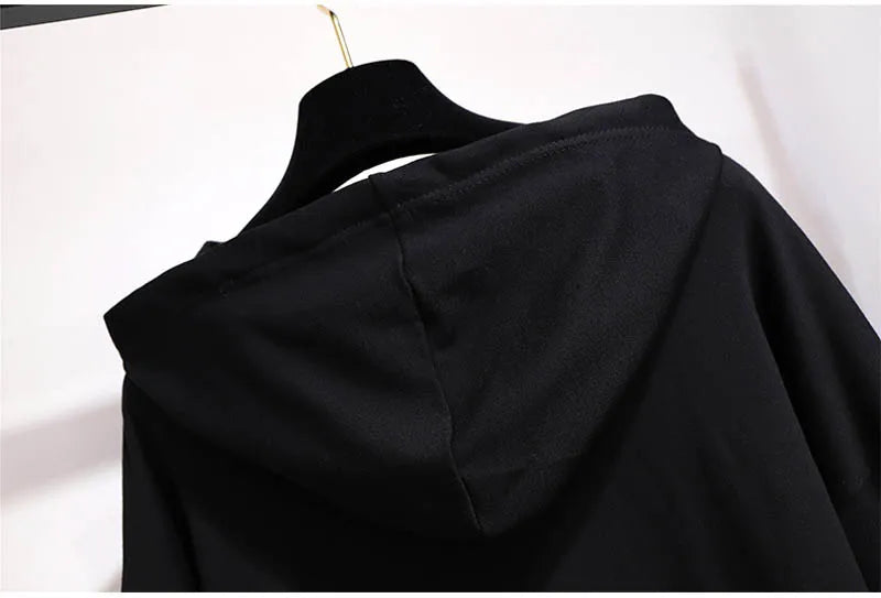 150Kg Plus Größe frauen Frühling Herbst Mit Kapuze Gedruckt Sweatshirt Büste 155cm 6XL 7XL 8XL 9XL 10XL Lange-ärmeln Top Schwarz Weiß