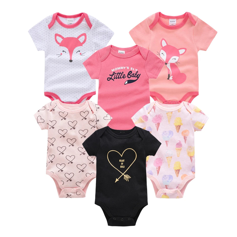 Kavkas 3-6 Teile/los Baby Jungen Body Kurzarm Baumwolle Neugeborene Kleidung Cartoon Print Sommer Kleinkind Overalls.