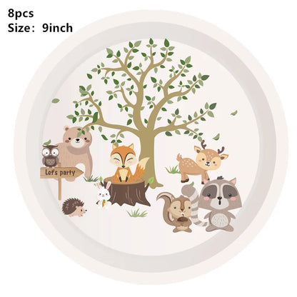 Dschungel Thema Partei Dekor Versorgung Einweg Geschirr Set Wald Tier Fuchs Hedgehog Ballon Baby Dusche Kid Geburtstag Kuchen Topper.
