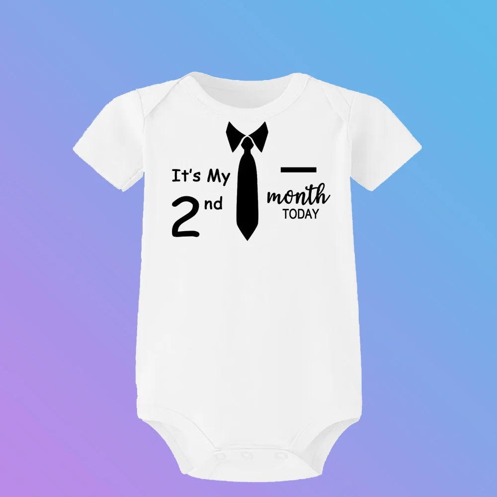 Monatlicher Meilenstein-Baby-Wachstums-Body, cooler Junge, 1–12 Monate, Einteiler, Babyparty, Geschenk, Monatsbilder, monatliche Overall-Kleidung