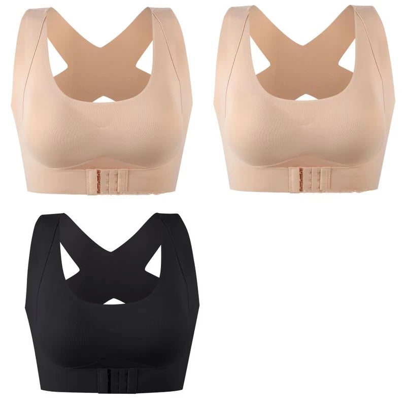 1pcs/2pcs/3pcs Women Bras For Women Push Up Bra Posture Corrector Bralette Front Closure Female Underwear Cross Back Tops.
