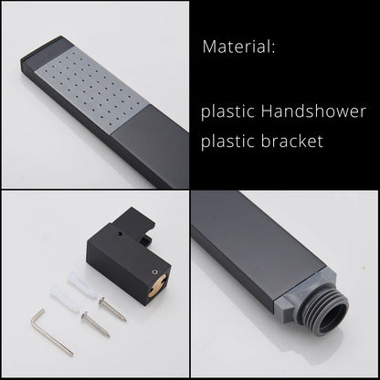 Black Waterfall Shower Faucet Bathroom Wall Mounted Bathtub Shower Faucets Dual Handles Hot Cold Water Mixer Tap with Handshower