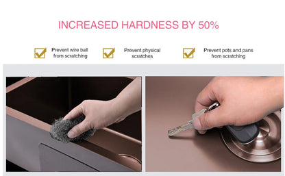 Rose Gold Kitchen Sink Nanometer Technology Gold 4mm thickness 304 Stainless Steel Manual Sink Single Bar Counter Kitchen Sink