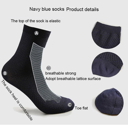 10 Pairs/Lot Men's Bamboo Fiber Socks 2025 New Compression Autumn Long Black Business Casual Man Dress Sock Gift Plus Size 42-45.
