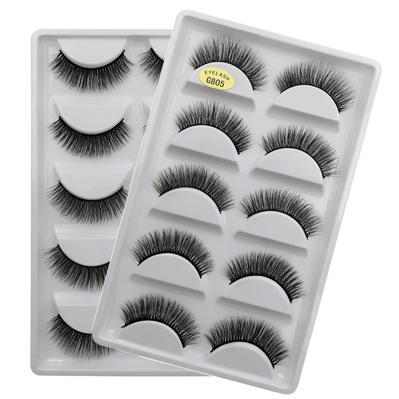 MEISHENJIE 5 pairs eyelashes 3d mink lashes natural long 1 box mink eyelashes 1cm-1.5cm 3d false eyelashes full strip lashes.