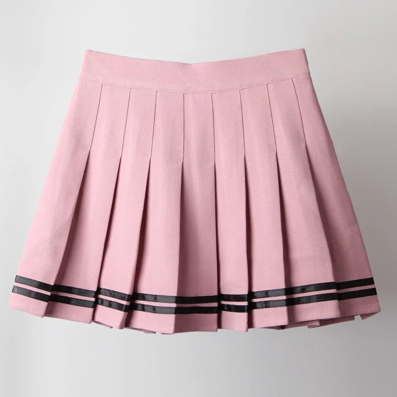 Vintage Korean Style Patchwork Skirt Harajuku JK Black Pleated Skirts Gothic Streetwear High Waist Mini Skirt Women Punk Skirt.