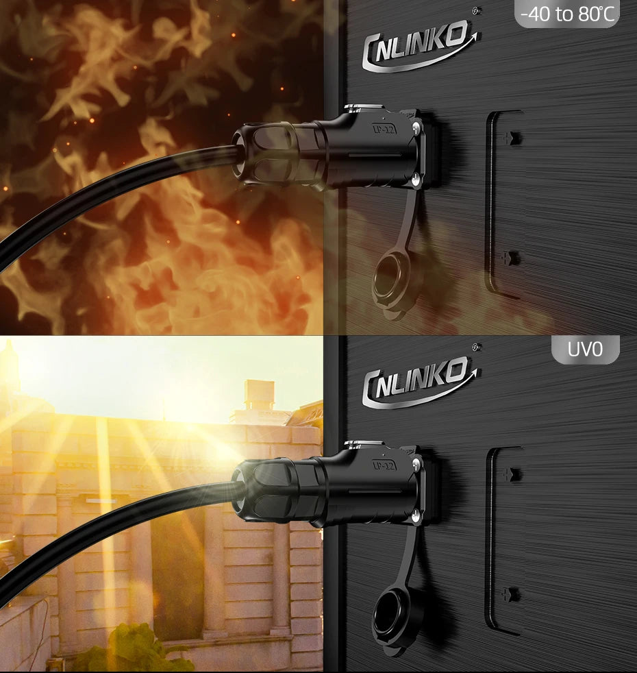CNLINKO LP12 2~8 Pin Circular Connector with 1 Meter Cable Assemblies IP68 Waterproof Outdoor Industrial Electrical Connector.