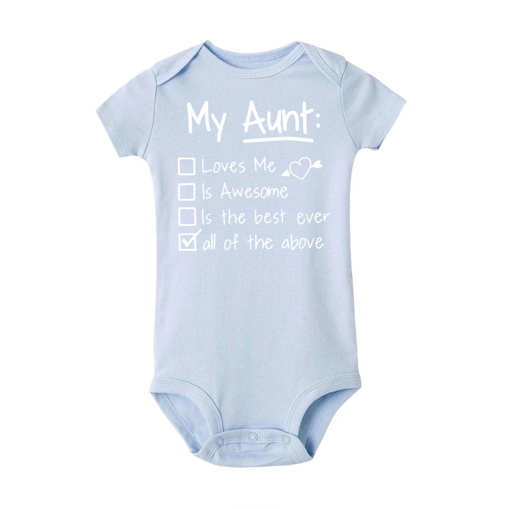 Meine Tante liebt mich und toller Sommer-Body für Kleinkinder, Hipster-Overall, trendiger Body für Neugeborene.