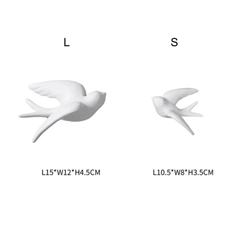 Ceramic Swallows Sparrow 3D Simple Ceramic Birds Murals Wall Hanging Decorations Crafts Home Ornaments Home Wall Sculptures RE.