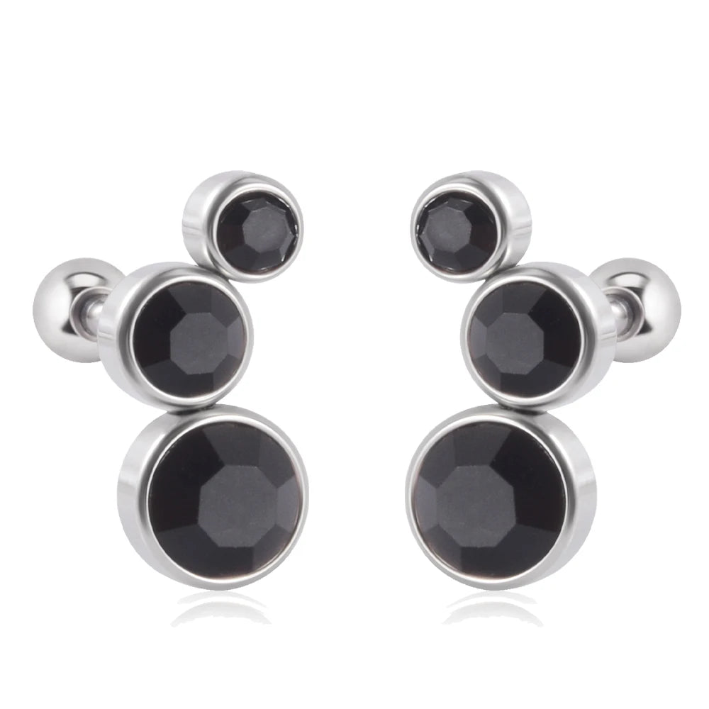 2PCS 361 Surgical Steel Crystal  Ear Tragus Cartilage Earrings 16G Three Zircon Lobe Helix Daith Earring Piercing Body Jewelry