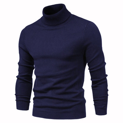 2021 New Winter Men Turtleneck Sweater Casual Solid Color Warm Pullover High Quality Slim High Neck Long Sleeve Sweater Men.