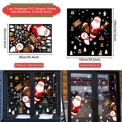 2025 Merry Christmas Wall Sticker Window Glass Merry Christmas Decor for Home Living Room Wall Decor 2026 Happy New Year Sticker