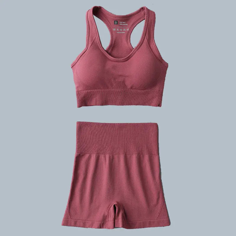 High Waist Elastic Seamless Yoga Wear Women Fitness Clothes Gym Clothing Workout Set Long Sleeve Crop Top Leggings Sports Suit