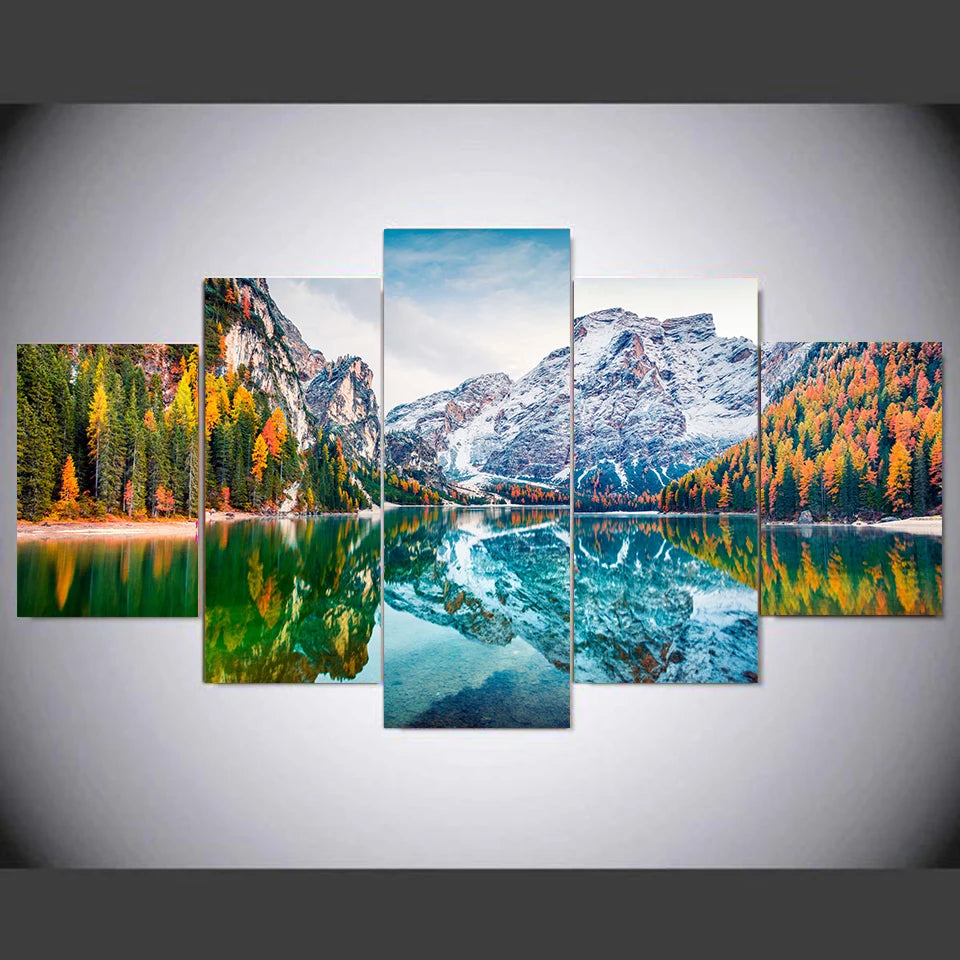 Landscape Canvas Posters Home Decor 5 Pieces Natural Lake Paintings Wall Art Scenery Pictures Modular Living Room Decor Unframed.