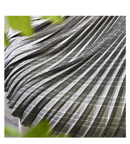 Looks Thin Pleated Skirt 2025 New High Waist A-line Skirt Mid-length Big Size Plaid Skirt Long Pleated Skirt Length 75-90cm