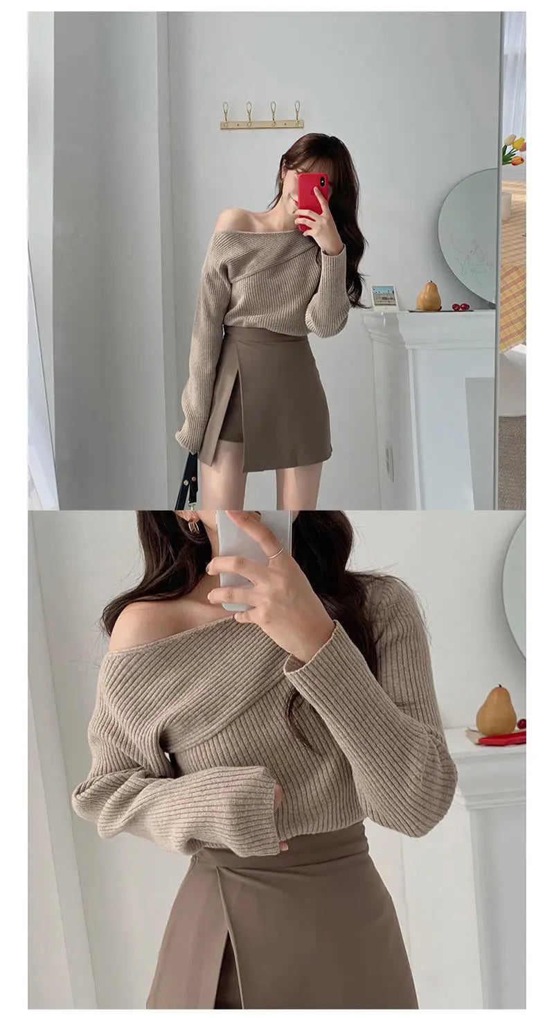 Mini Skirts Women Irregular Solid Side-slit Stretchy Korean Style Trendy Chic OL High Waist Female Bottom Popular Spring Autumn.