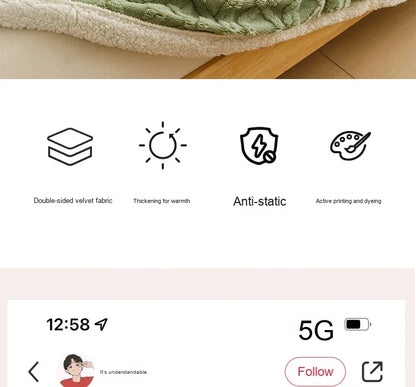 Lamb Fleece Double-Sided Velvet Blanket Double-Layer Thickened Woven Polyester Wearable Blanket.