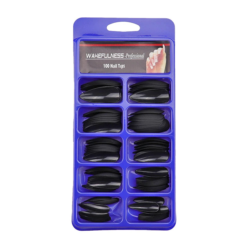 Long Matte Nails Beauty Nails Cute Stiletto Nails Long Pointy 100pcs/Box  Matte Black Stiletto Nails - Full Set  Edgy Black N.