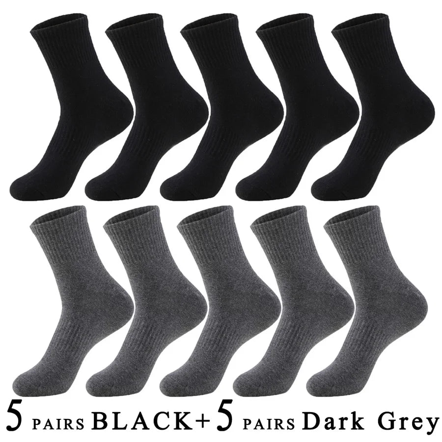 5 Pairs/Lot Socks Men Cotton Running Casual Thick Solid Compression Breathable Outdoor Travel Long High Crew Sock Male 4 Styles.