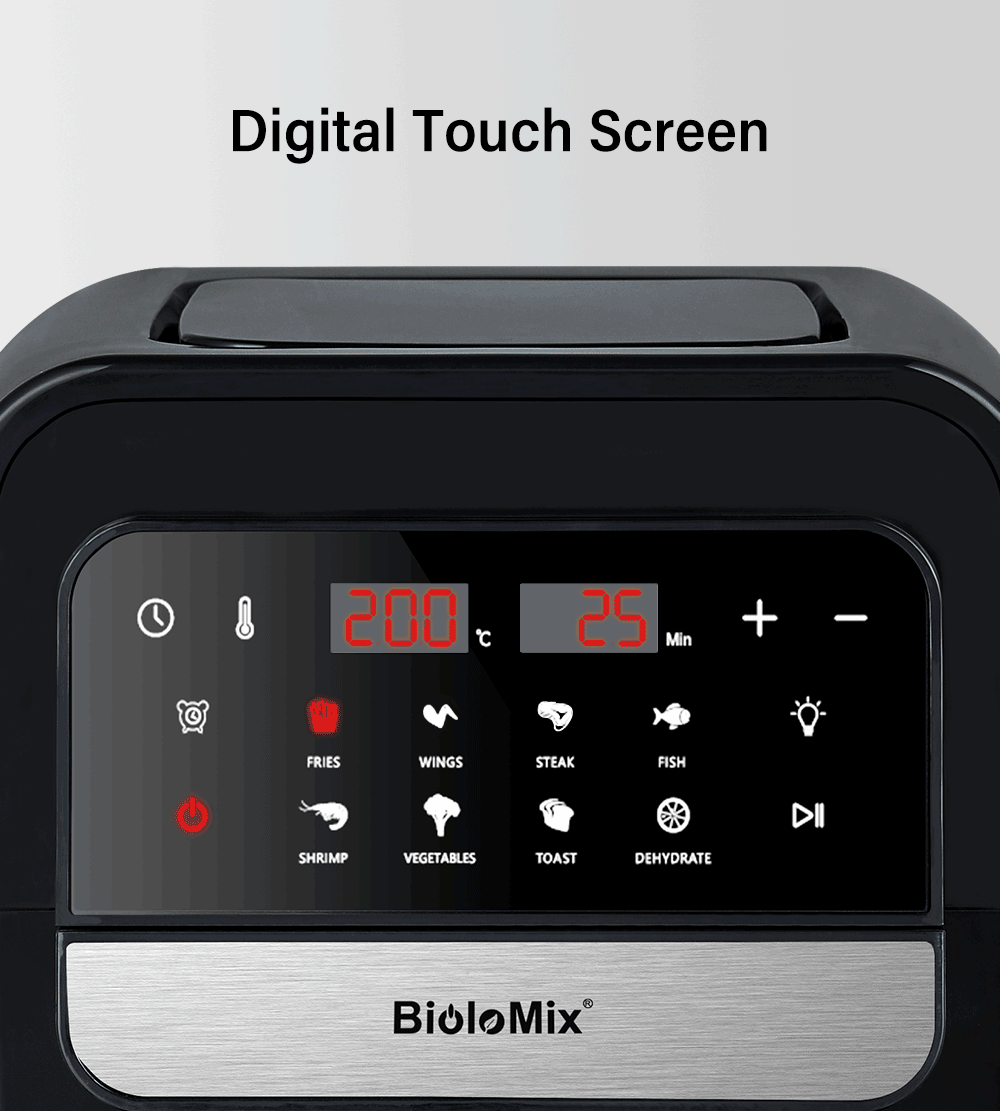 BioloMix Multifunctional 7L Air Fryer without oil electric oven, Dehydrator, Convection Oven, Touch Screen Presets Fry, Roast.