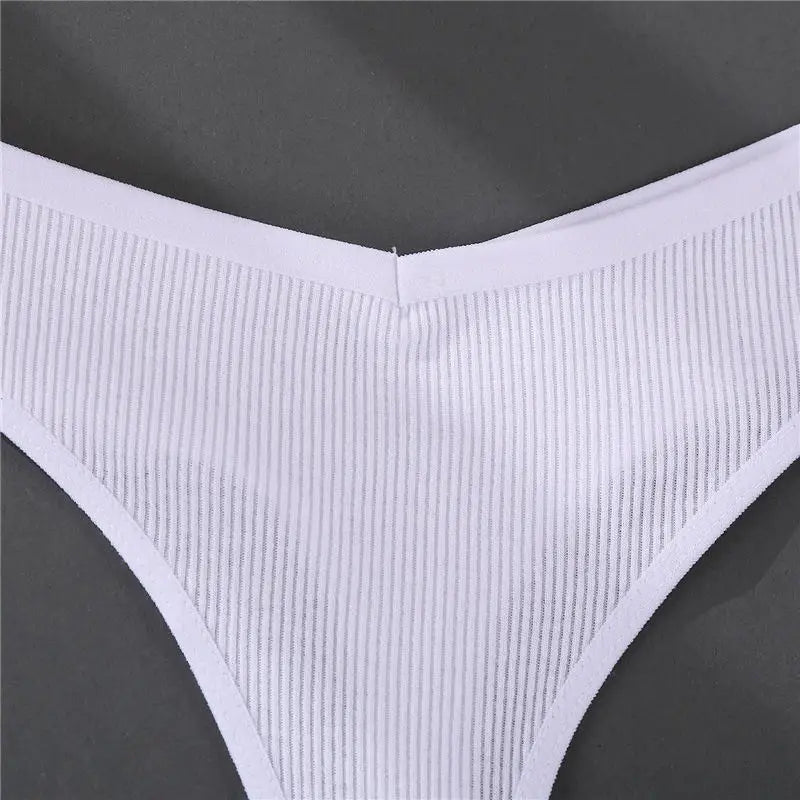 FINETOO 3PCS/Set G-string Panties Cotton Women's Underwear Sexy Panty Female Underpants Thong Solid Color Lingerie T-Back Design