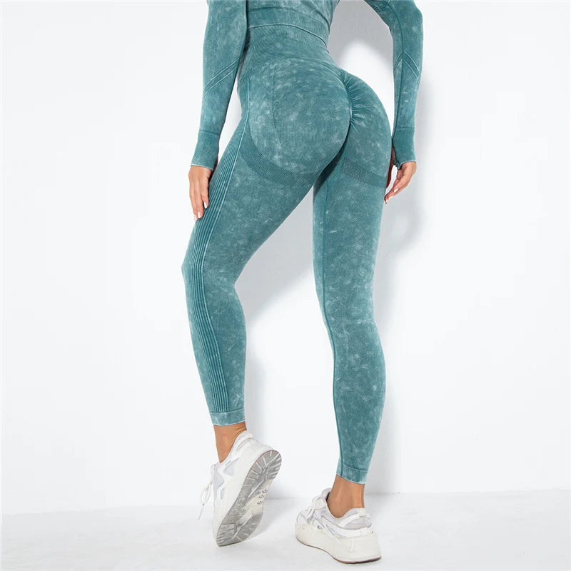 Hamidou Cropped Top Gym Set Seamless Women Yoga Workout Set Fintess Clothing Push Up Leggings Sport Wear Women Suits Tracksuit