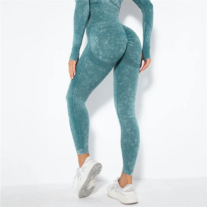 Hamidou Cropped Top Gym Set Seamless Women Yoga Workout Set Fintess Clothing Push Up Leggings Sport Wear Women Suits Tracksuit
