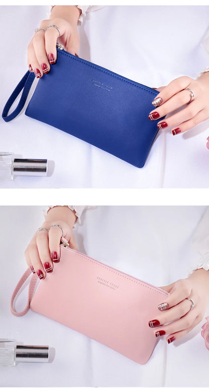 New mobile phone bag female long zipper coin purse female Korean version of pure color wild card bag mobile phone bag wallet.