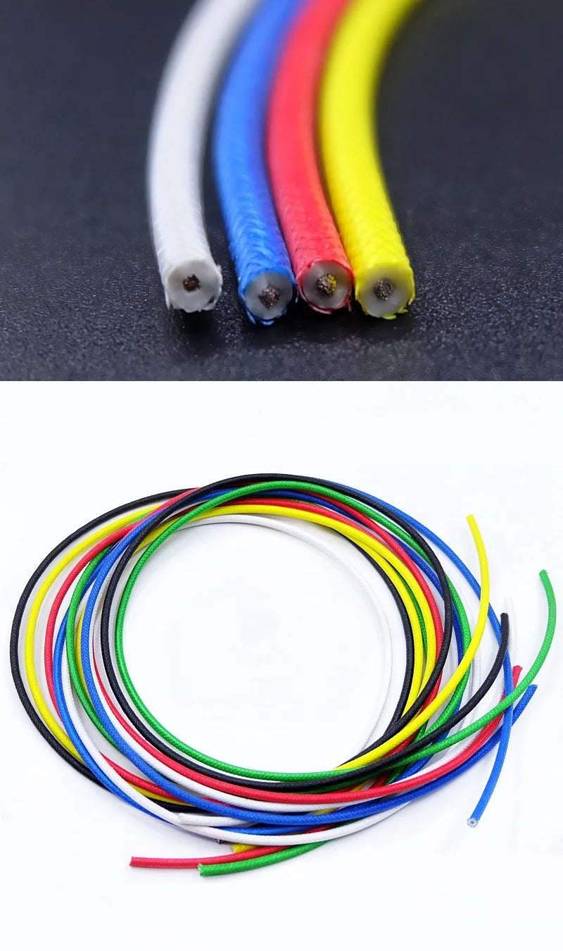 2M/5M High Temperature Resistant Silicone Wire 300°C Soft Copper Cable Fiberglass Braided Insulated Warm Floor Heat Element Line.