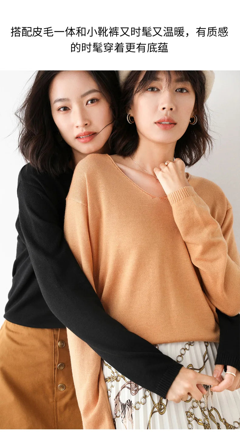 2025, frühling Herbst Frauen Pullover Solide Strickwaren Koreanische Lose Weibliche Grundlegende Casual Jumper Stretch Pullover Himmel Blau Rosa Pullover