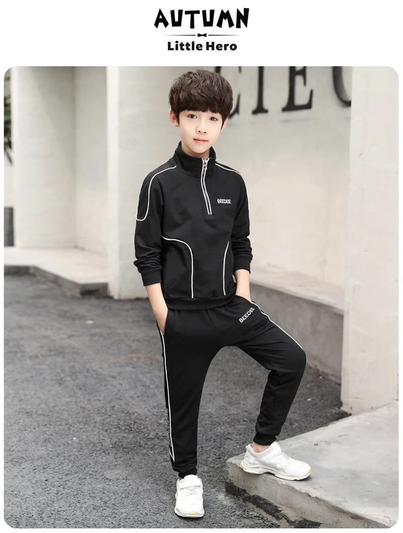 Spring Autumn Teenager Boys Clothing Sets Child Fashion Letter Sweatshirt + Pants 2Pcs Kids Tracksuit 4 5 6 7 8 9 10 11 12 Years.