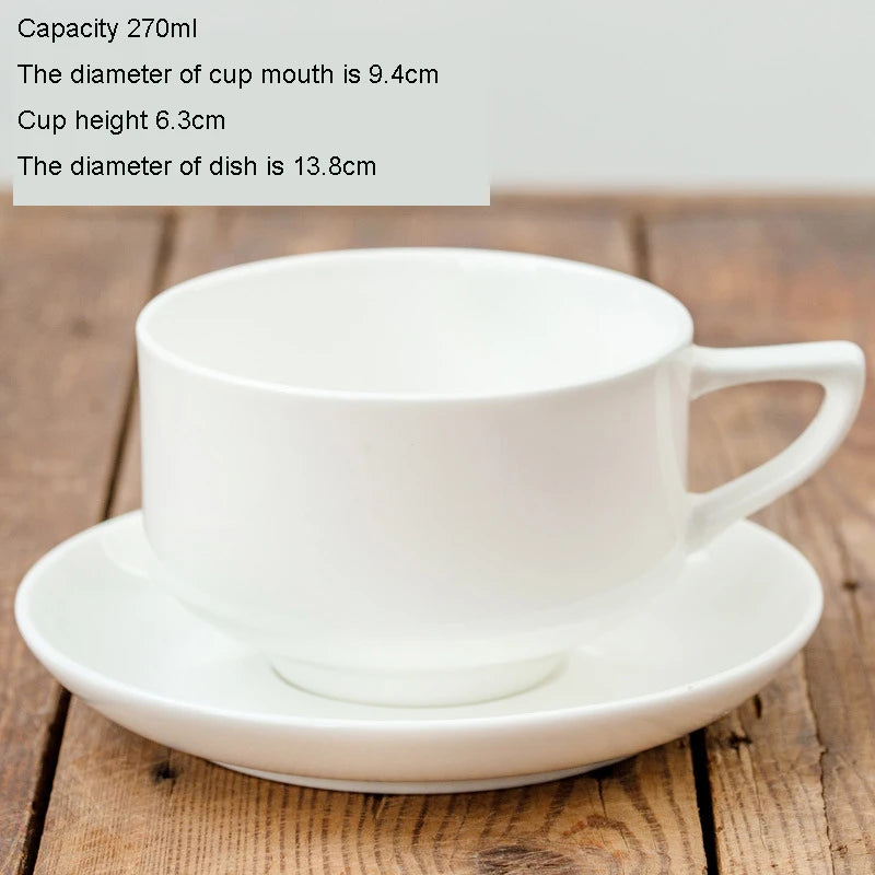 Pure White Bone China Coffee Cup Ceramic Simple Nordic Latte Cups Creative Fancy Afternoon Tea Cafe Coffee Cup and Saucer Spoon