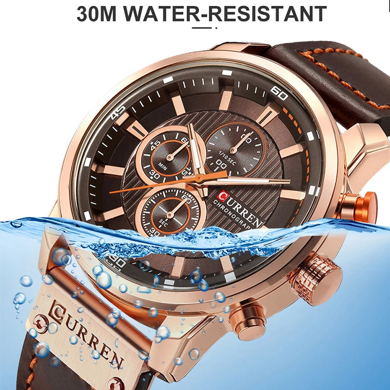 CURREN Brand Watch Men Leather Sports Watches Men's Army Military Quartz Wristwatch Chronograph Male Clock Relogio Masculino.