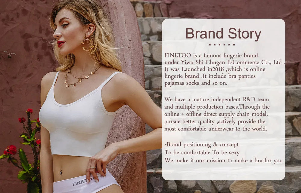 FINETOO Plus Size Women Cropped Top Female Bra S-XL V-Neck Girls Lingerie Active Bras Sexy Woman's Underwear Push Up Tube Tops