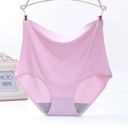 Women's underwear ice silk High waist Seamless Panties soft Lingerie Slimming Abdomen In Hip Lift plus size Breathable Briefs