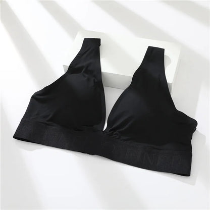 FINETOO Plus Size Women Cropped Top Female Bra S-XL V-Neck Girls Lingerie Active Bras Sexy Woman's Underwear Push Up Tube Tops