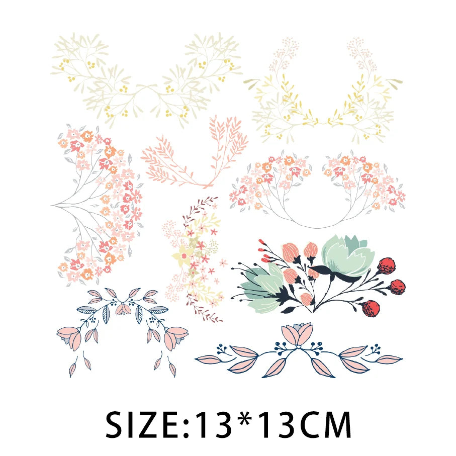 Cartoon Pflanze Blumen Aufkleber Wärmeübertragung PVC Patch Hitzeempfindliche Patches Bügelaufkleber auf Kleidung DIY Applikationen