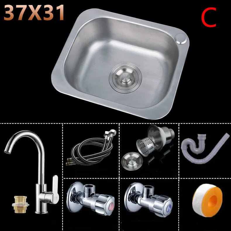 304 stainless steel sink single sink kitchen sink sink single basin thickened sink large single slot set WF907250
