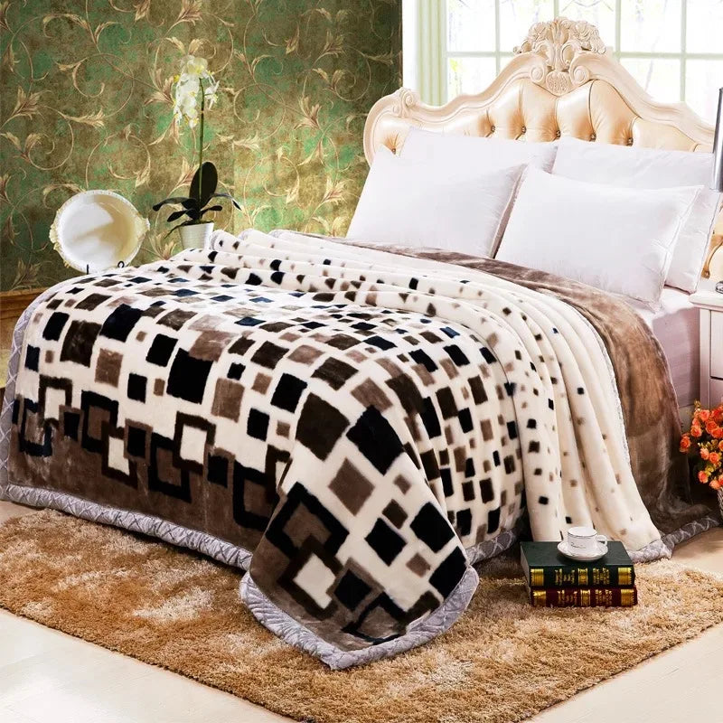 VESCOVO Queen Size Flannel Fleece Throw Blanket Soft Cashmere Blanket King Size Warm Quilt Bedspread 220*240
