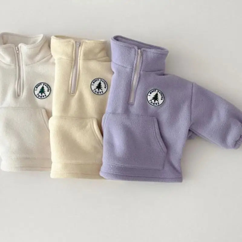 Baby Jungen Kleidung Sets Kinder Verdicken Sweatshirt Kinder Kleidung Mädchen Solide Baumwolle Langarm Pullover Tops + Hose Anzüge 2 stücke.