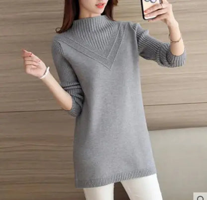 Frühling Herbst Winter Neue Rollkragenpullover Frauen Koreanische Lose Medium Lange Dicke Stricken Top Pullover Bodenbildung Pullover Ziehen