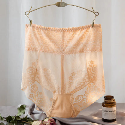 Women Lace High Waist Panties Sexy Mesh Girdle Waist Underwear Quality Plus Size Butt Lifter Knickers Tummy Slim Control Briefs