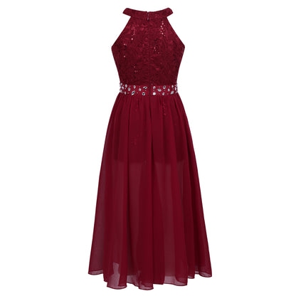 Kinder Mädchen Ärmellose Blumen Spitze Strass Party Kleid Dance Strampler für Schule Pageant Geburtstag Hochzeit Bühne Leistung.