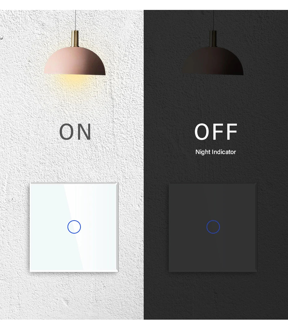 BSEED 1/2/3Gang Touch Licht Schalter Glas Panel 2Way Wand Schalter Led Ändern Schalter Blaue Hintergrundbeleuchtung EU Steckdosen USBC Port.