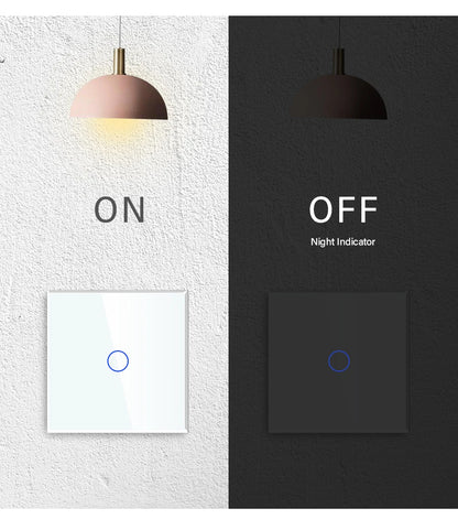 BSEED 1/2/3Gang Touch Licht Schalter Glas Panel 2Way Wand Schalter Led Ändern Schalter Blaue Hintergrundbeleuchtung EU Steckdosen USBC Port.